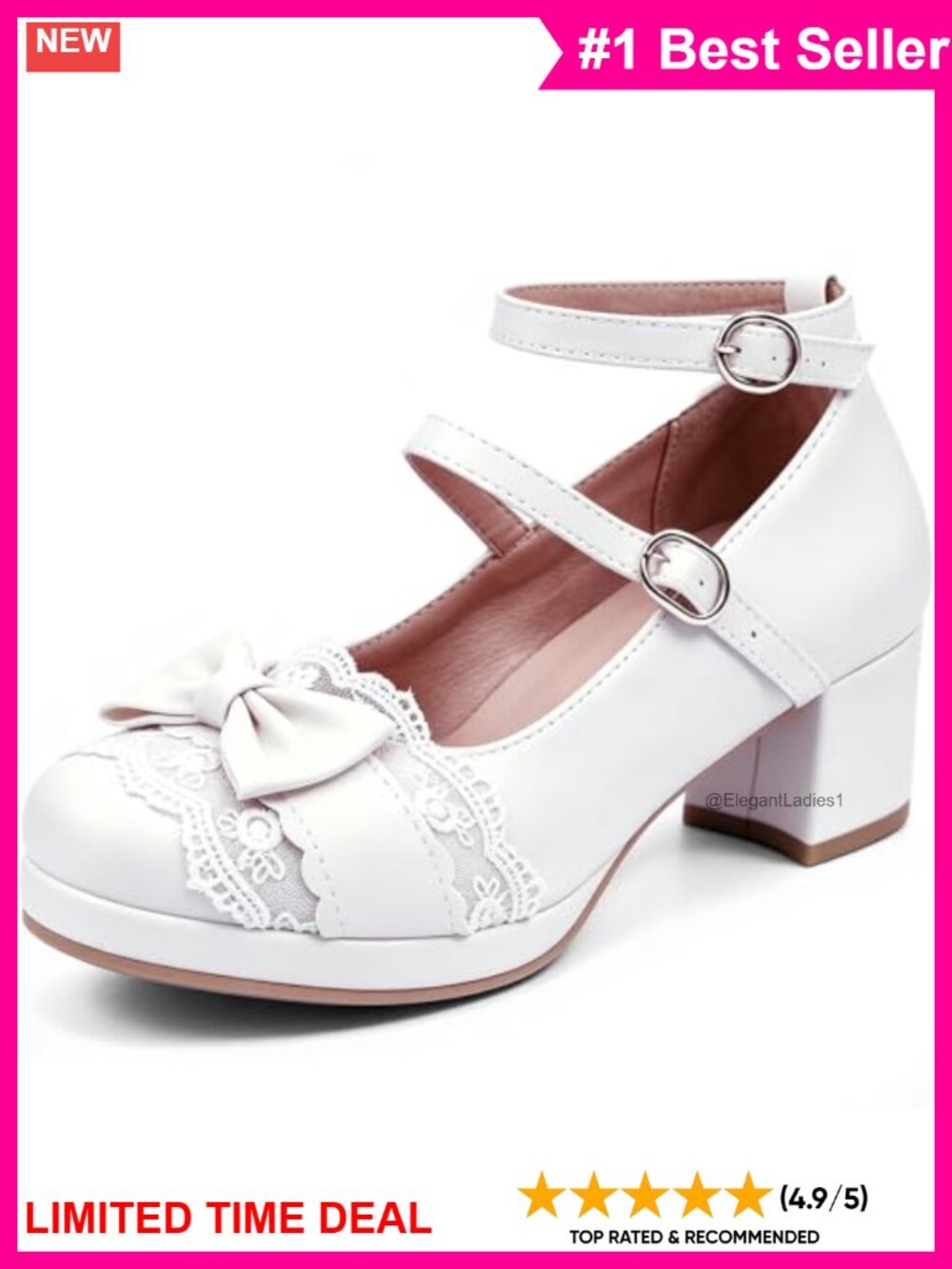 MEOTINA Bow Mary Jane Platform High Heels Dress Pumps
